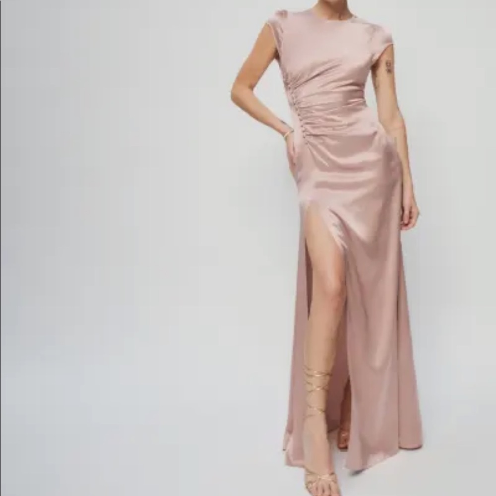 Reformation Birch Silk Dress in Blush